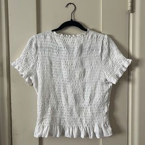 White ruched Tahari blouse